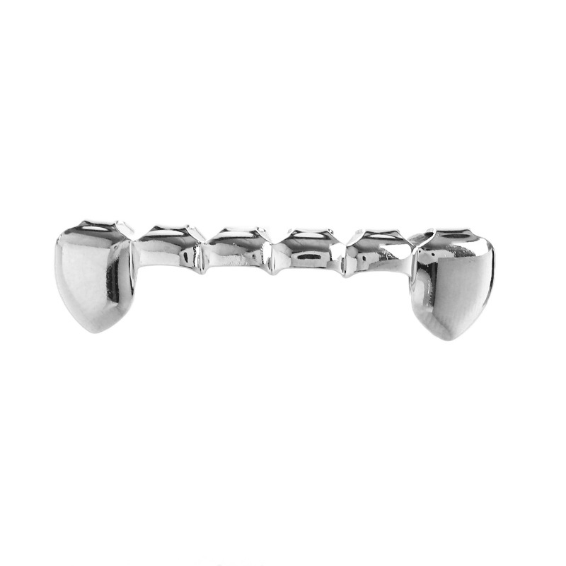 European and American hiphop glossy single pointed braces, hip-hop braces, small tiger teeth, flat teeth, party decoration, gold braces Specification drawing