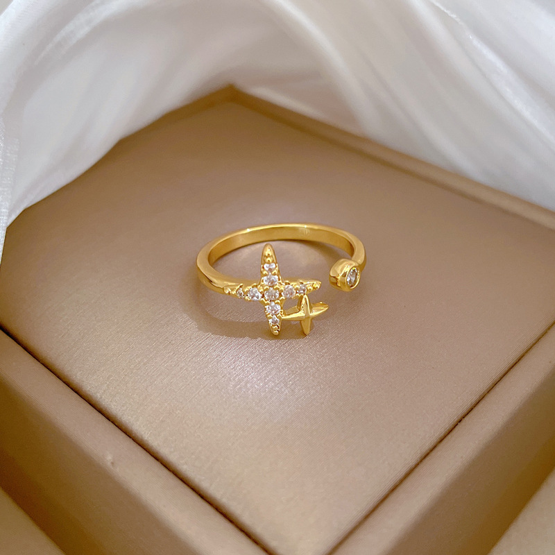【 Real Gold 】 Starry Zircon Full diamond ring with adjustable opening, simple Japanese-style bracelet, couple rings Application Scenario