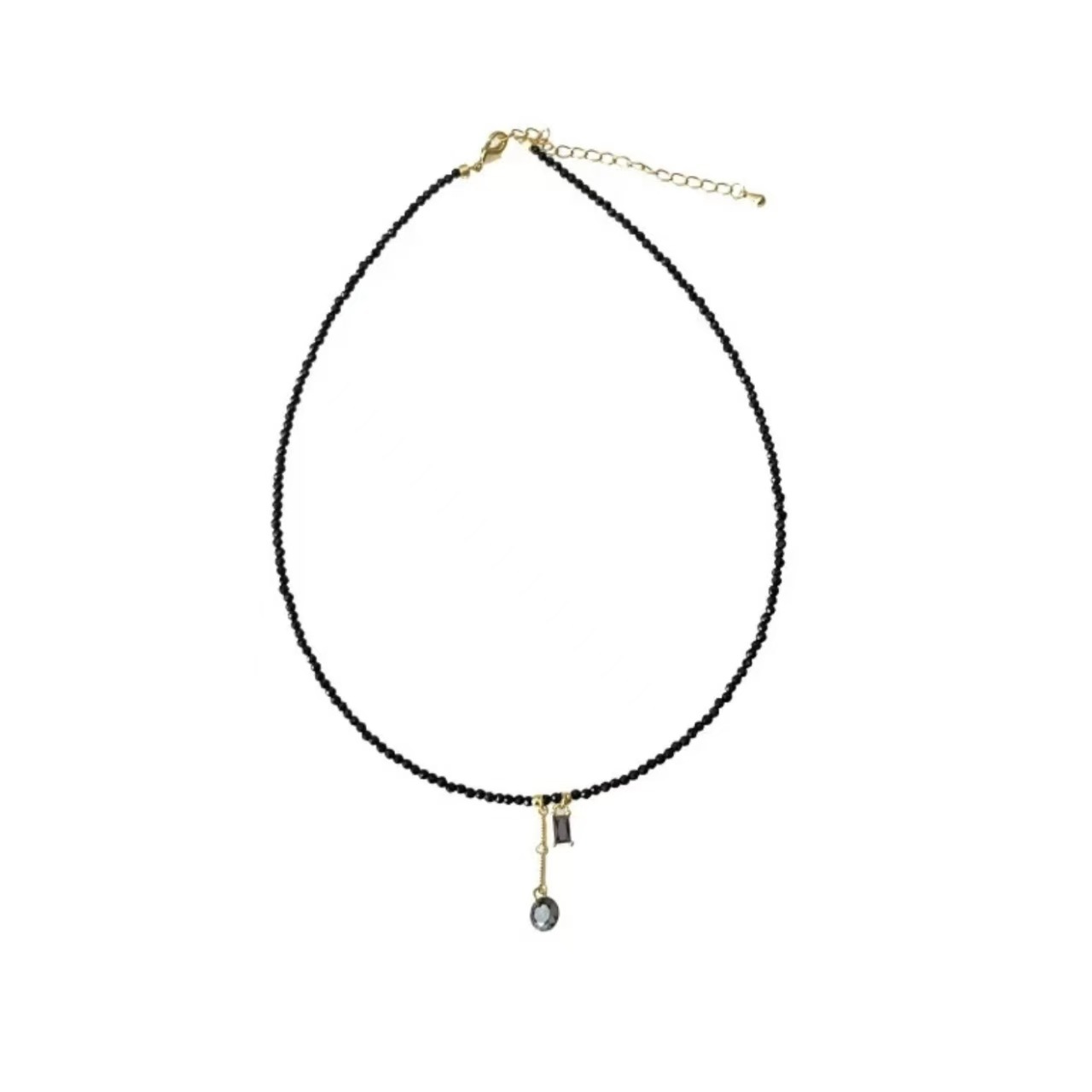 A simple black crystal collarbone chain with a niche and high-end look, a short necklace with a design sense, and a square zirconia pendant for women Item Picture