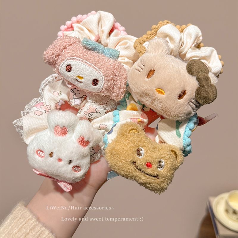 Cute little rabbit cat large intestine hair band, women's bun hair tie, non-damaging and durable hair tie, children's rubber band headwear Specification drawing