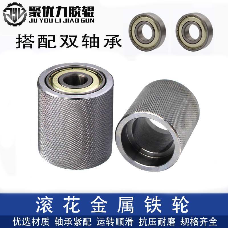 Embossed net pattern anti-slip double bearing knurled wheel, wheel load-bearing pulley, guide pulley, sand belt machine pulley full figure