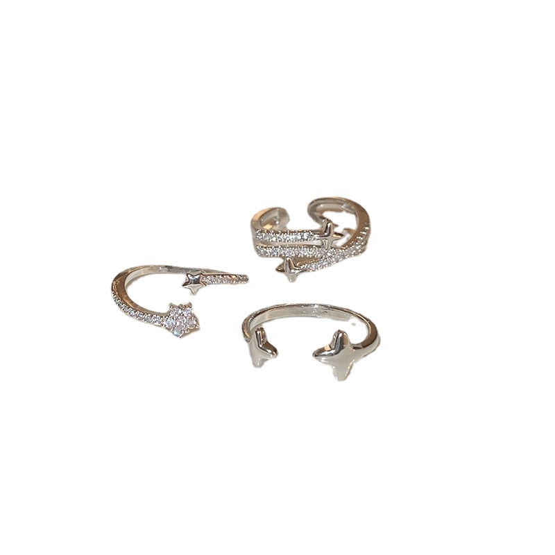 Sweet and cool style, star opening ring, niche design sense, zircon index finger ring, elegant and high-end, versatile jewelry Item Picture