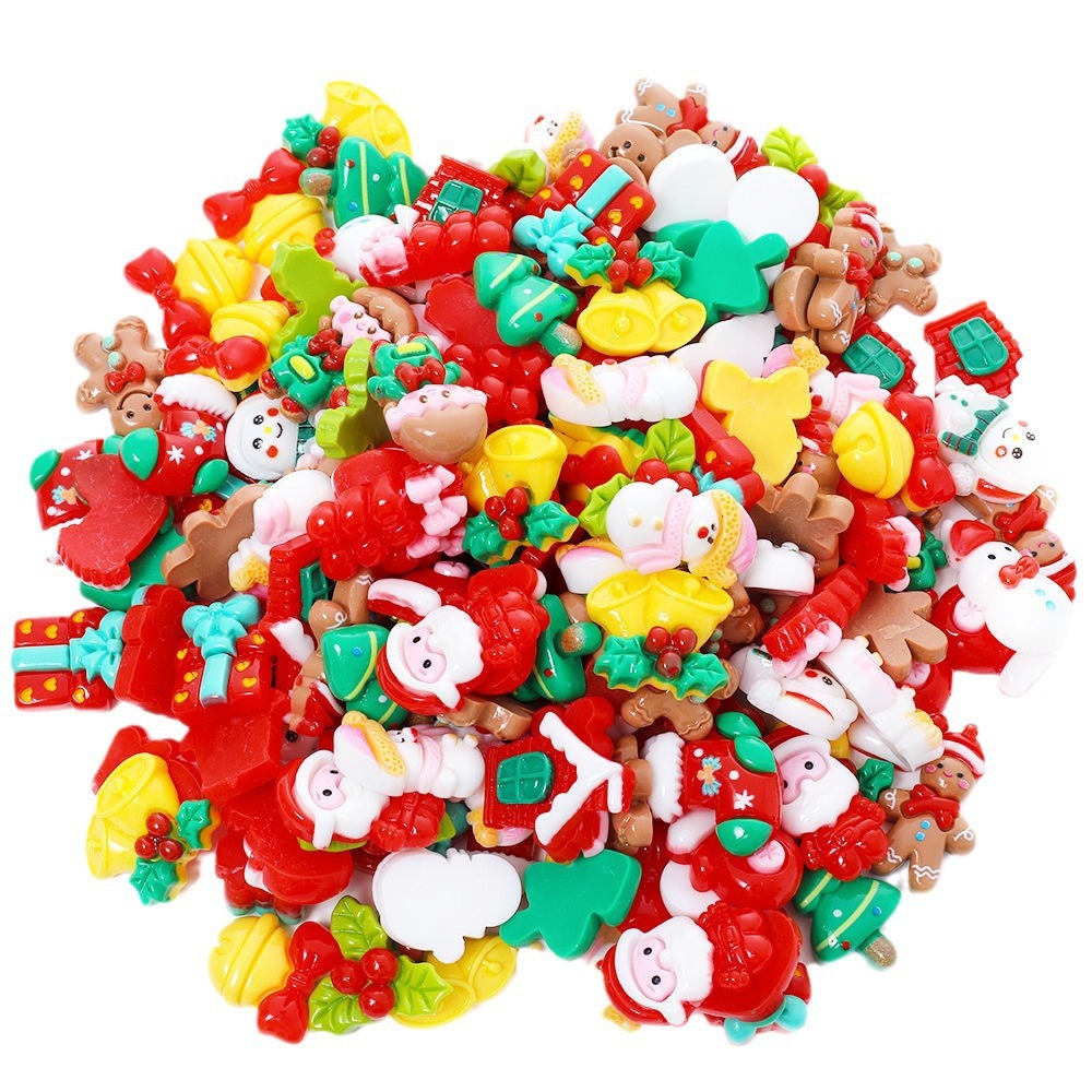 Cartoon resin accessories, Christmas series gingerbread man diy accessories, cream glue hair clips, fridge magnet accessories Item Picture