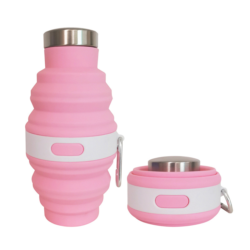 Amazon Creative food-grade foldable silicone cup Outdoor sports water bottle Multi-functional portable telescopic water cup Specification drawing