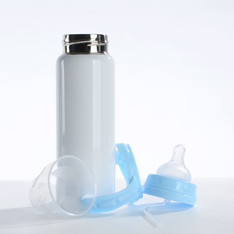 Wholesale of heat transfer printed straight straw baby bottles, double-ear suction cups, and stainless steel insulated baby bottles exclusively for foreign trade details Picture