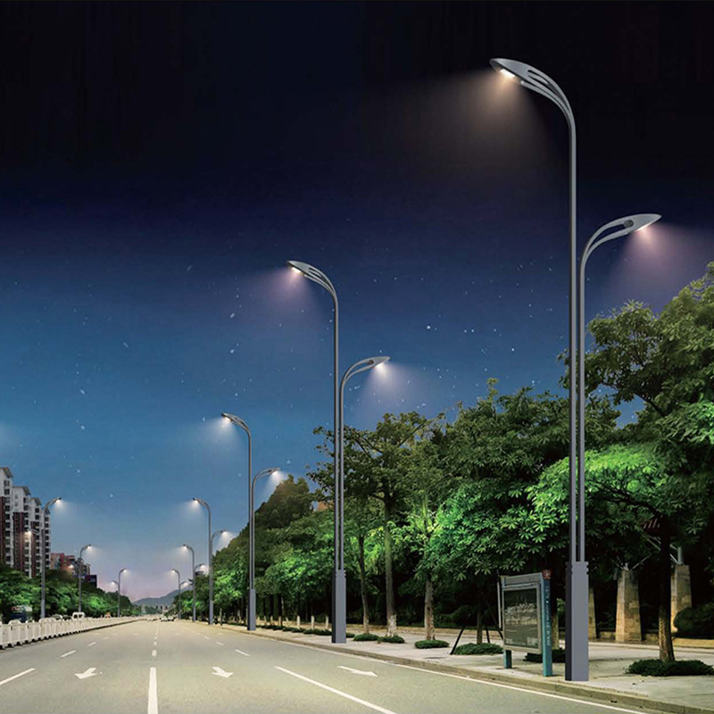 Parallel development, direct sales of dual-head LED street lamps, outdoor waterproof street lamps, single and double arm led street lamps Specification drawing