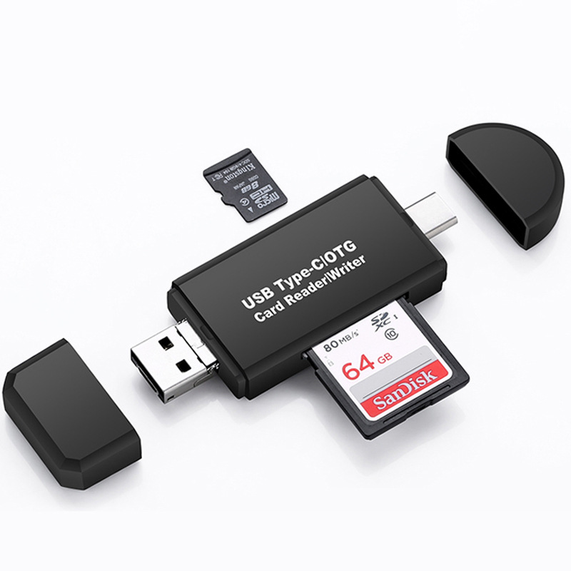 Multi-functional OTG card reader, high-speed transmission, USB all-in-one Type-C mobile phone card reader, tf sd accessory Item Picture