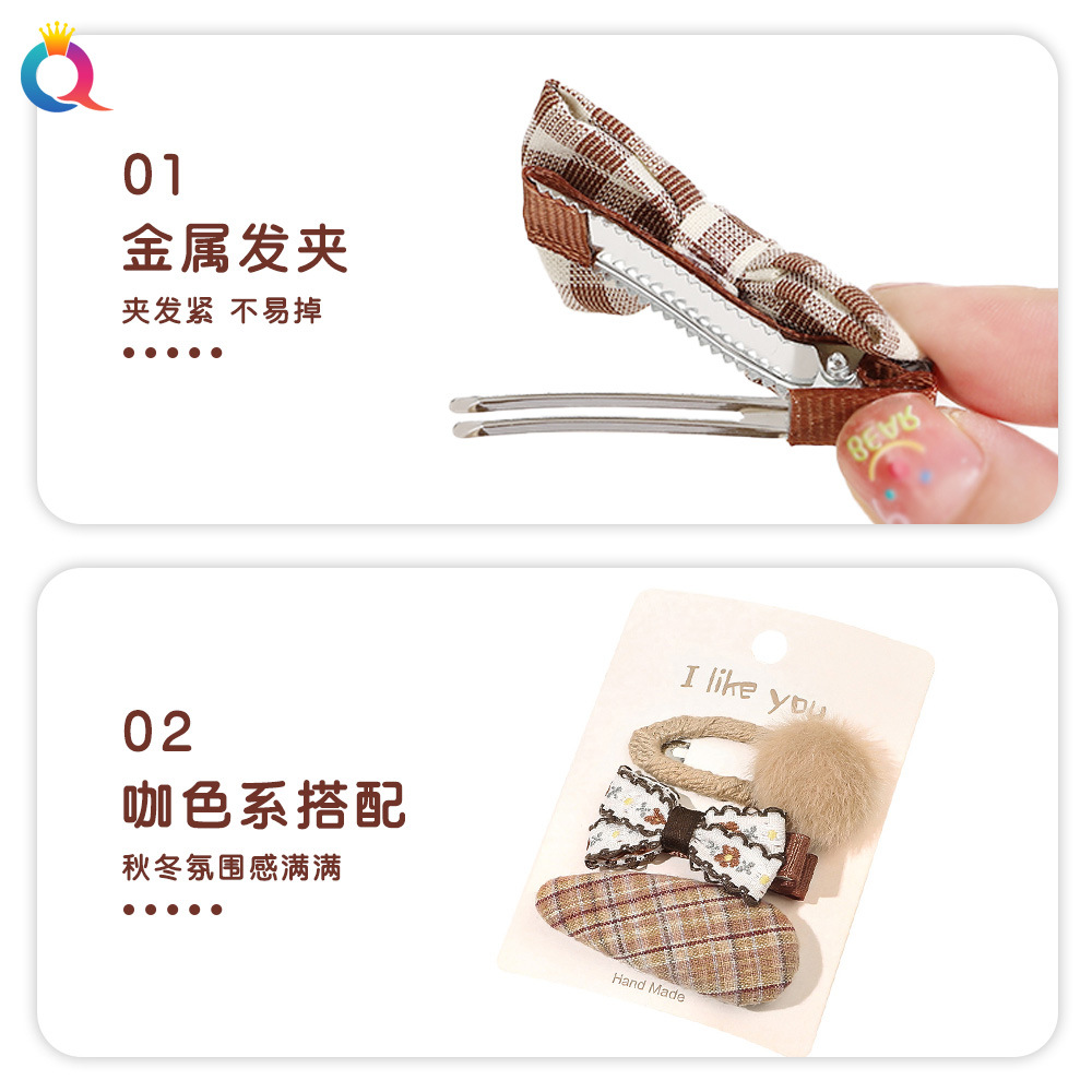 Qiyue Cross-border Bow Hair Clip, fabric hair clip, no damage to hair, side bangs clip, broken hair, bb clip accessories wholesale Specification drawing