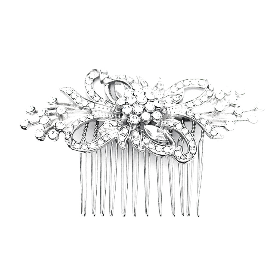 Wholesale of European and American ethnic style exotic retro headwear, alloy flower diamond-encrusted hair combs, wedding dresses and evening gowns, bride combs Item Picture