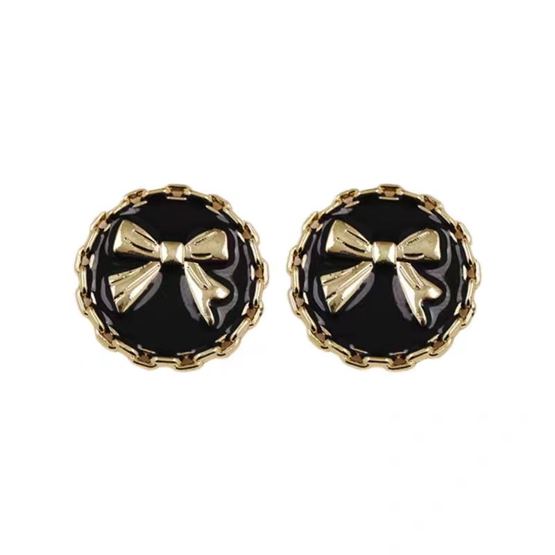 The 2025 new s925 glazed circular bow stud earrings are elegant, retro, versatile and niche ins earrings that exude a feminine charm Item Picture