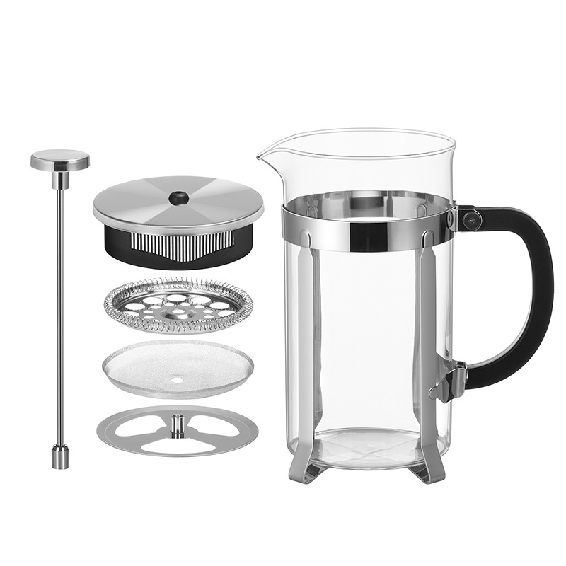 Wholesale French press, high borosilicate glass, household rose gold hand-brewed coffee pot, stainless steel filter extraction tea brewer Application Scenario