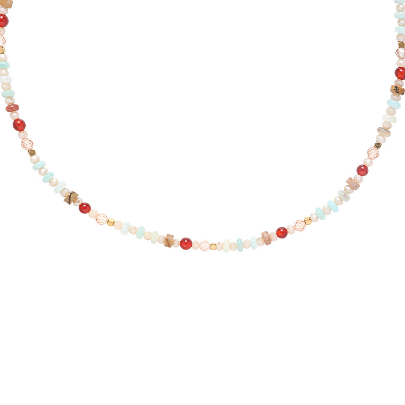 The dopamine-colored beaded necklace has a fresh and stylish design. The collarbone chain is fashionable and versatile, and it's an ins sweet girl style necklace for women Item Picture