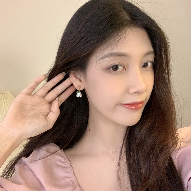 S925 Silver Needle Lily of the Valley Ear Stud Foresty-style country Style Earrings, new Spring 2025 sweet ear clip earrings details Picture