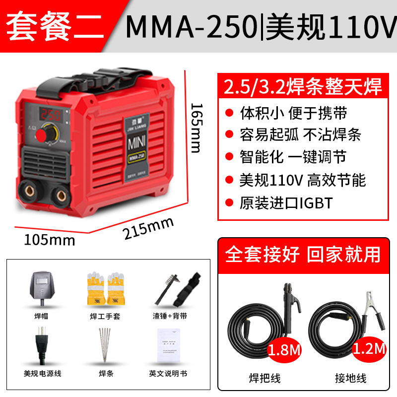 Energizer MMA-250 US standard 110V/220V household mini welding machine Cross-border dual-voltage inverter arc welding machine undefined
