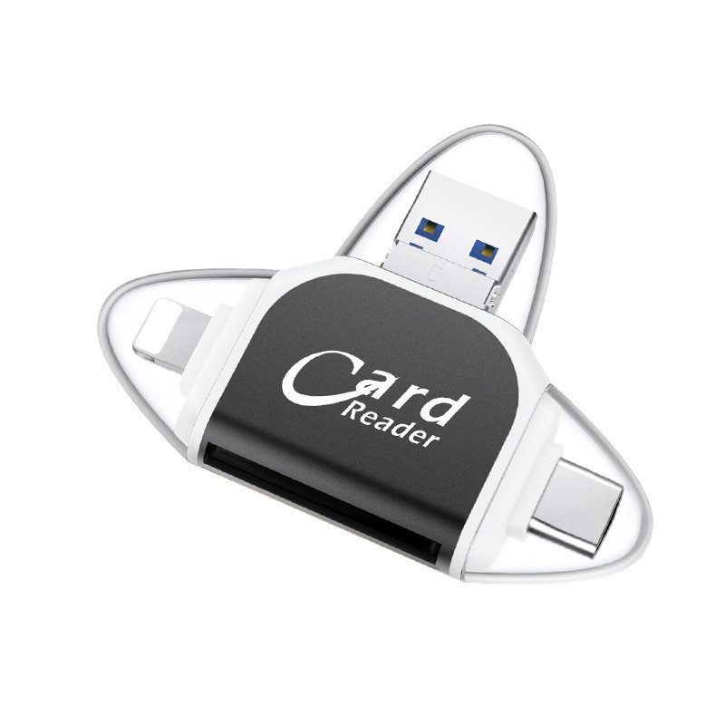 Plug-and-play, suitable for Apple and Android mobile phones, multi-functional card reader, 4-in-1 multi-functional TF card, SD card Item Picture