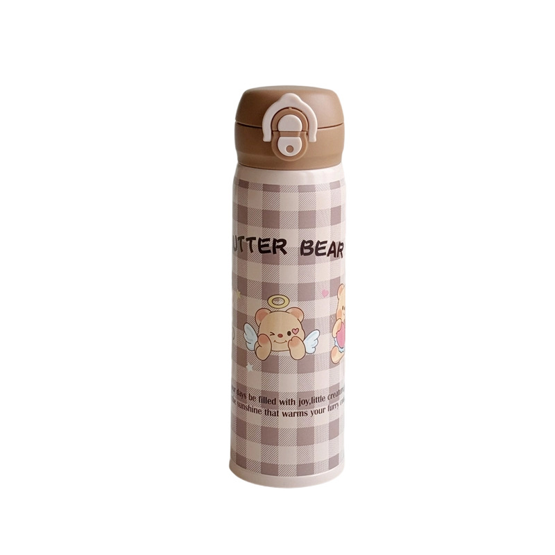 Little Bear Nini Children's insulated Cup, Girls' High school appearance level Jumping Double drinking stainless steel insulated water cup, special for students to go to school Item Picture