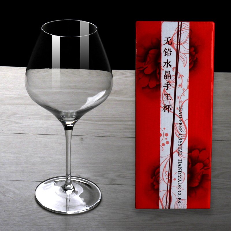 Handcrafted crystal glass champagne glass, highball glass, foreign wine glass, red wine glass, single gift box, foamed Burgundy glass full figure