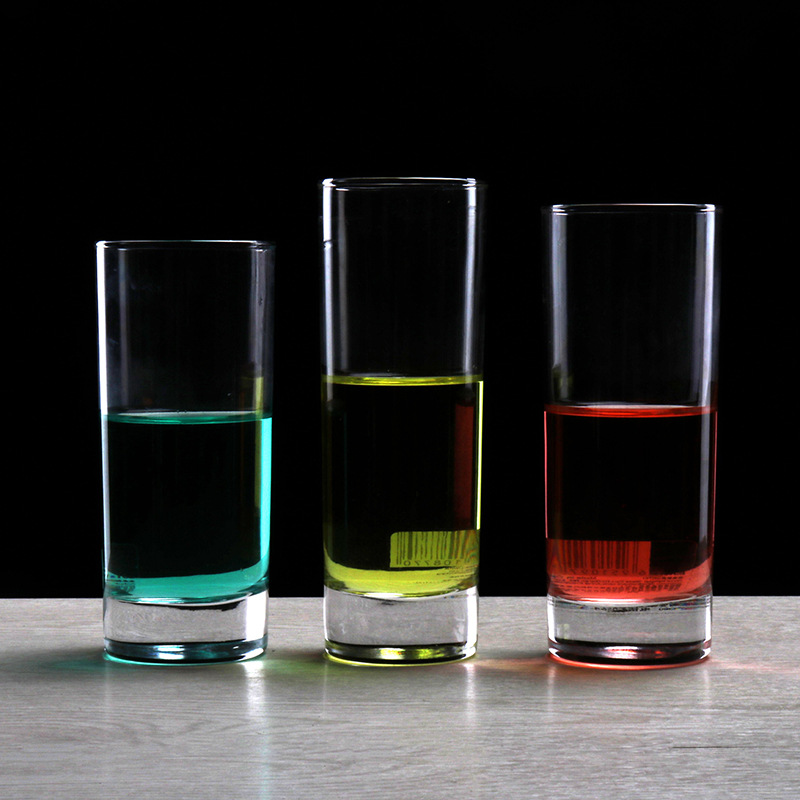 Classic straight cylindrical round glass thickened straight cup, machine-pressed dining cup, glass water cup, high-temperature resistant hotel room dining cup details Picture