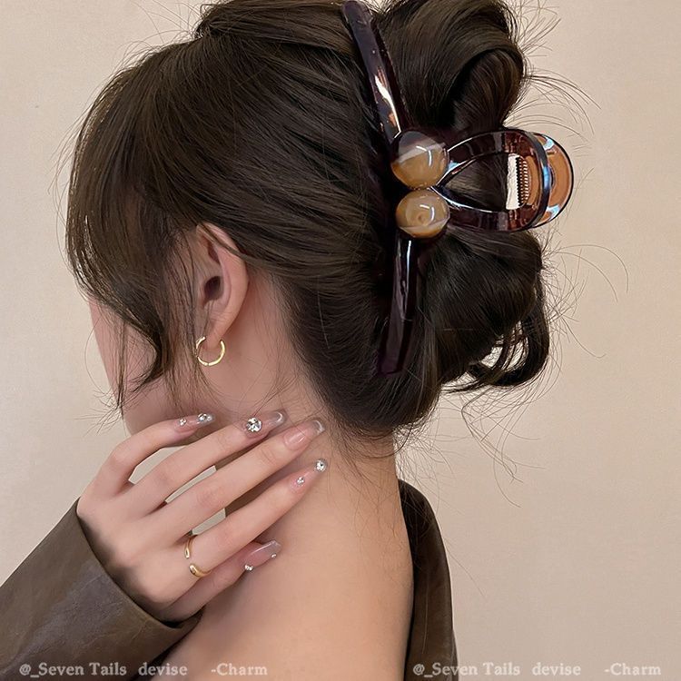 New Korean-style spring and summer hair grabber with a high-end feel, large hair volume, shark clip, women's back head hair grabber Specification drawing