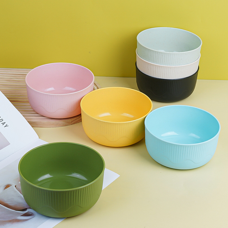 Amazon cross-border wheat straw vertical patterned bowl, household anti-drop round bowl, plastic bowl manufacturer wholesale Application Scenario