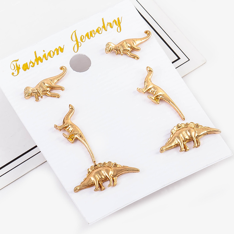 Spring new style small animal dinosaur set, personalized earrings, Japanese and Korean couple earrings, stud earrings, Yiwu small commodities wholesale details Picture