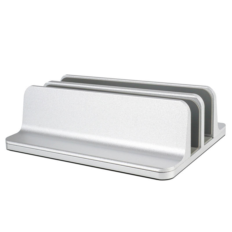 Aluminum alloy notebook computer vertical stand base, double-slot computer aluminum alloy desktop heat dissipation and storage stand Item Picture