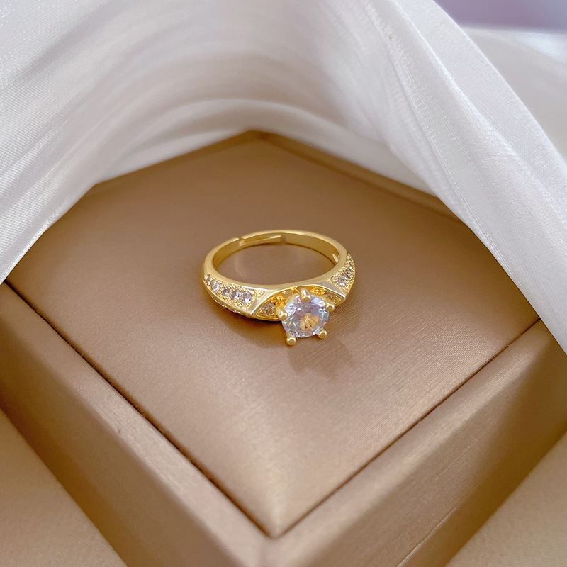 【 Real Gold 】 Eight-heart, eight-arrow, full diamond ring with adjustable opening, simple Japanese-style ring couple rings Specification drawing