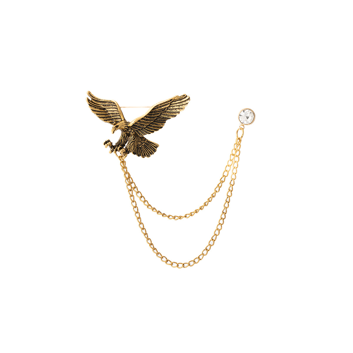 European and American retro, powerful eagle men's high-end suit brooch, simple wing metal tassels, high-end sense chest decoration Item Picture