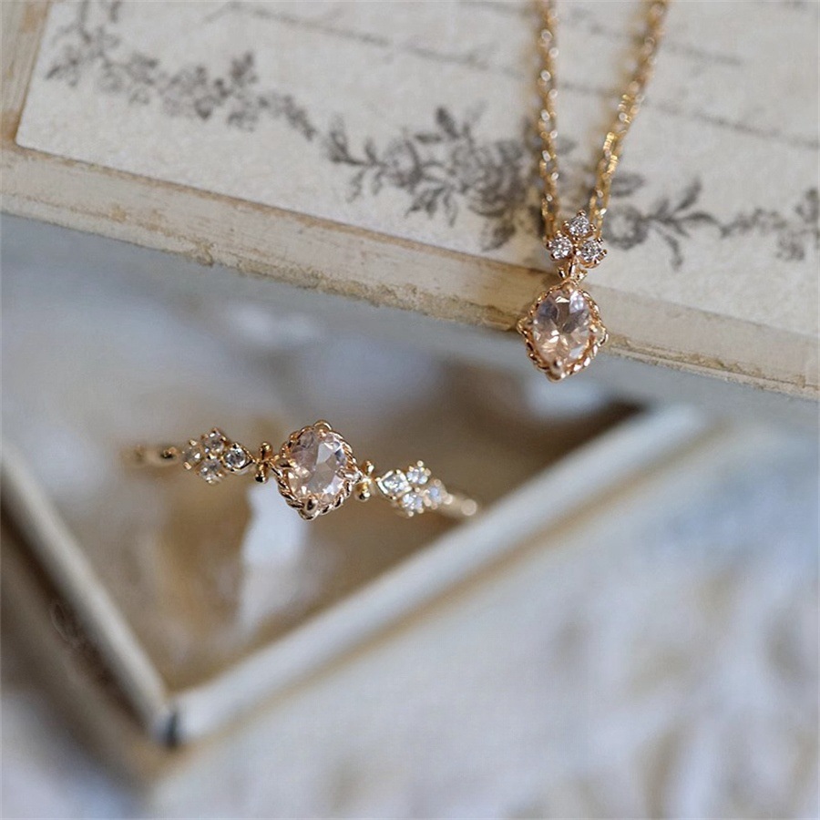 Rose Time Super Fairy Champagne nude pink Zircon ring for women, 925 sterling silver, exquisite, light luxury and high-end open ring full figure