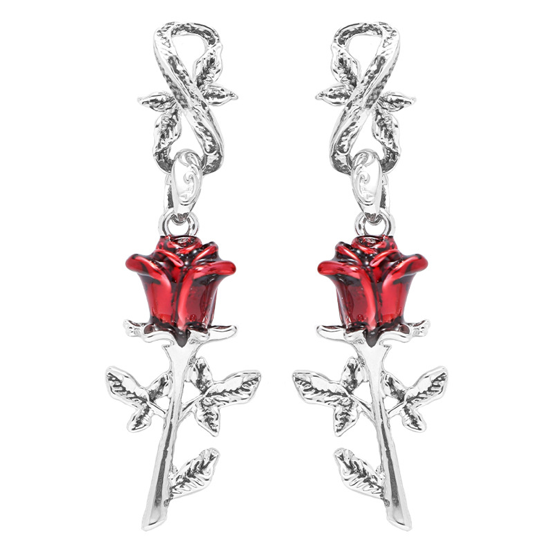 ins Rose earrings 925 silver needle, high-end and niche design, stud earrings, fashionable and hot girl style earrings wholesale Item Picture