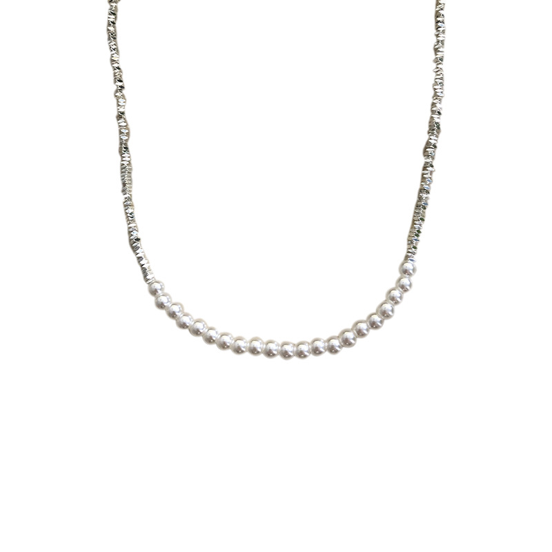 Light luxury and niche silver pearl necklace for women, 2023 new design sense sweater chain, ins style accessory Item Picture