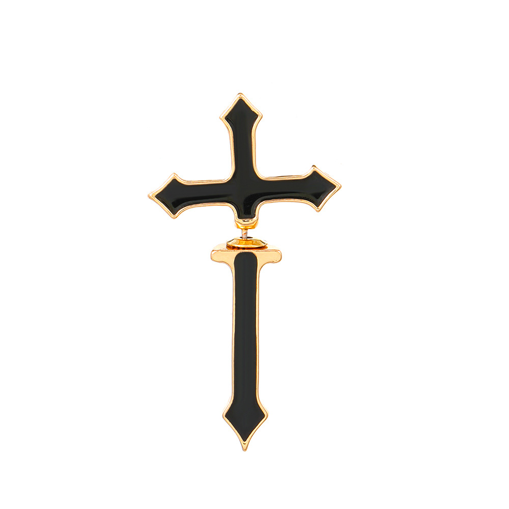 Gothic dark cross, piercing nail girl, European and American ins style simple metal earrings, cool and exaggerated earrings trend Item Picture