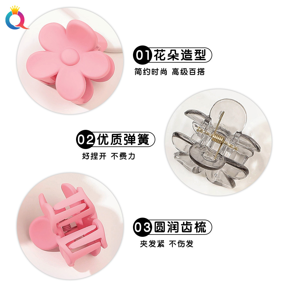 Qiyue Cross-border matte Hair Clip, five-petal flower small scratch-off clip, high-end bangs side clip, dopamine hair accessory wholesale Specification drawing