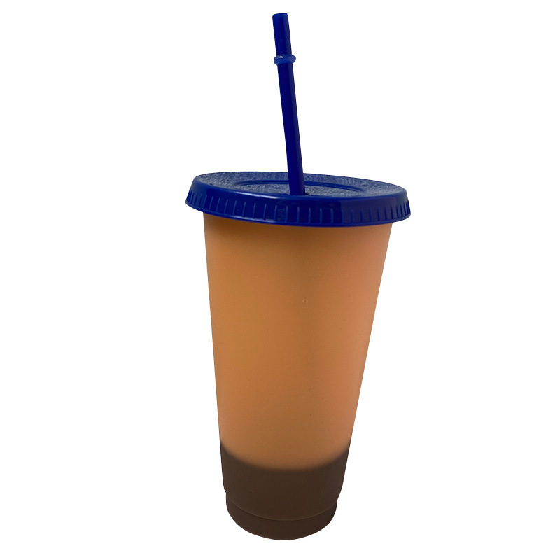 Large-capacity plastic straw cups, glitter color-changing cups that change color when cold, large plastic cups available for customization in multiple colors Item Picture