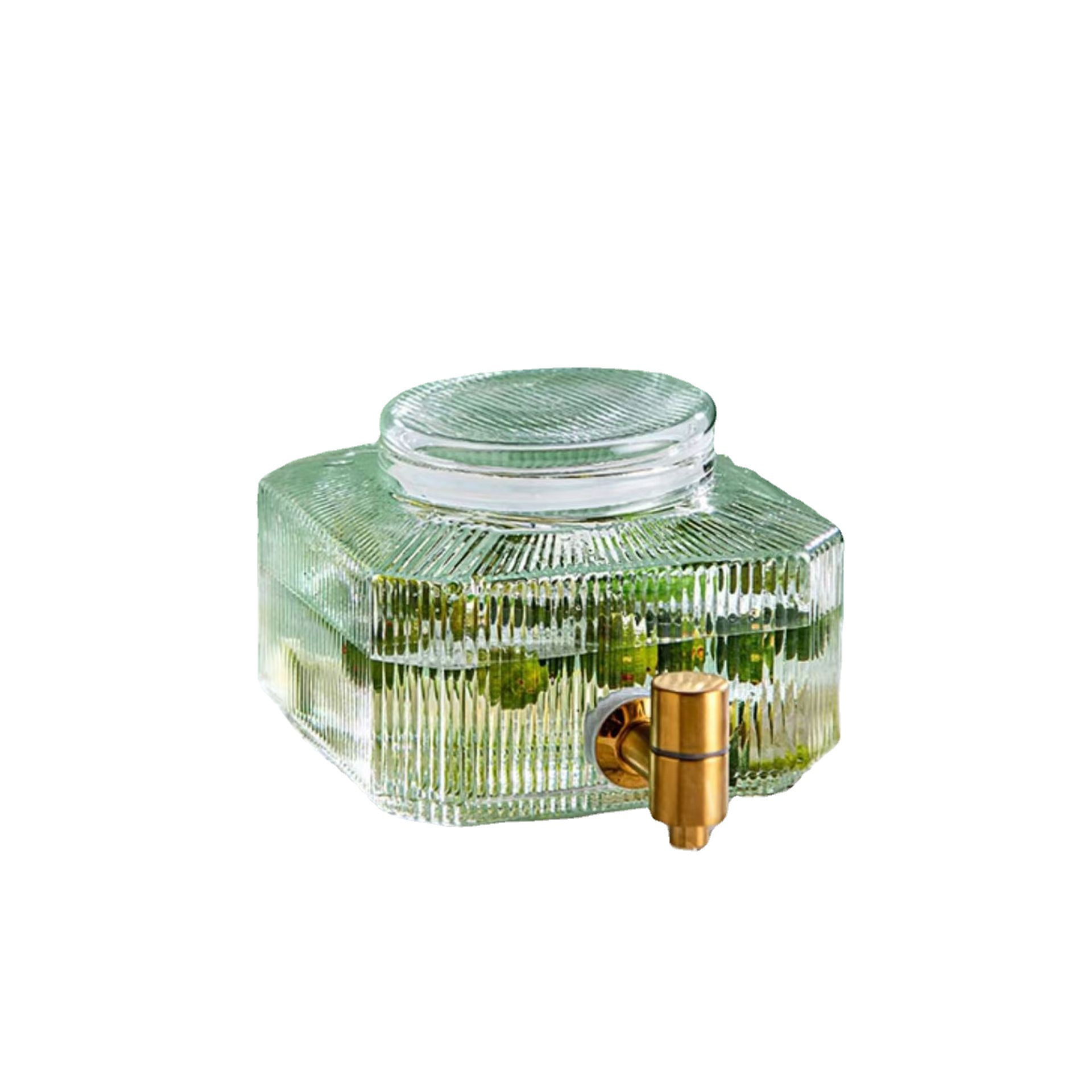 Large-capacity glass refrigerator jug, high borosilicate with faucet, glass cola lemon juice beverage bucket, vertical ice bucket Item Picture