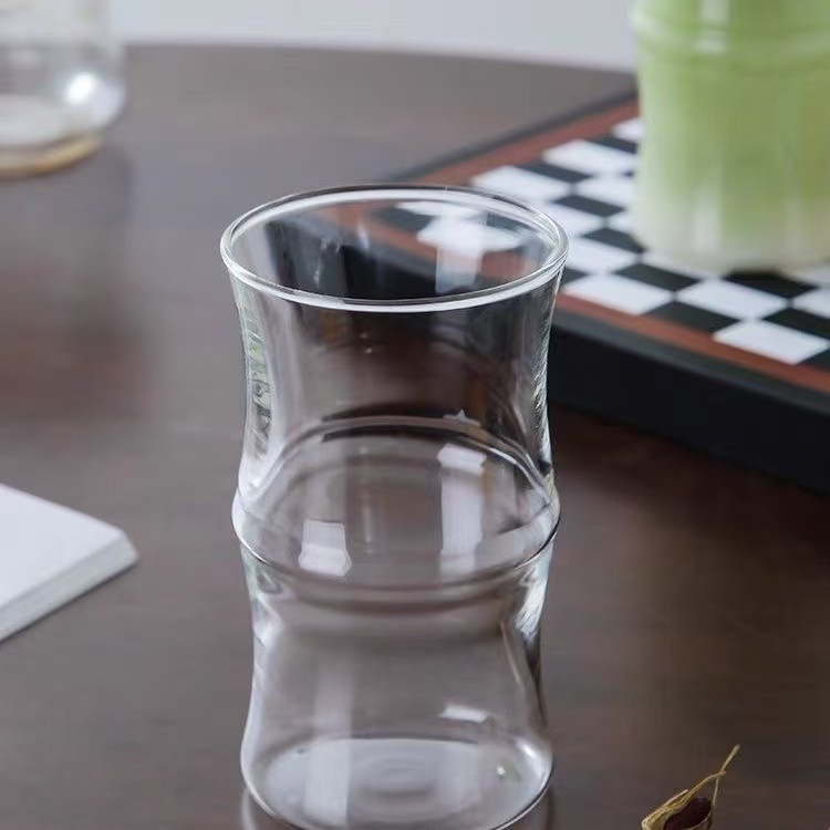 High boron cup, simple office home bamboo joint cup, drinking cup, coffee cup, transparent glass, milk juice, printed logo Specification drawing