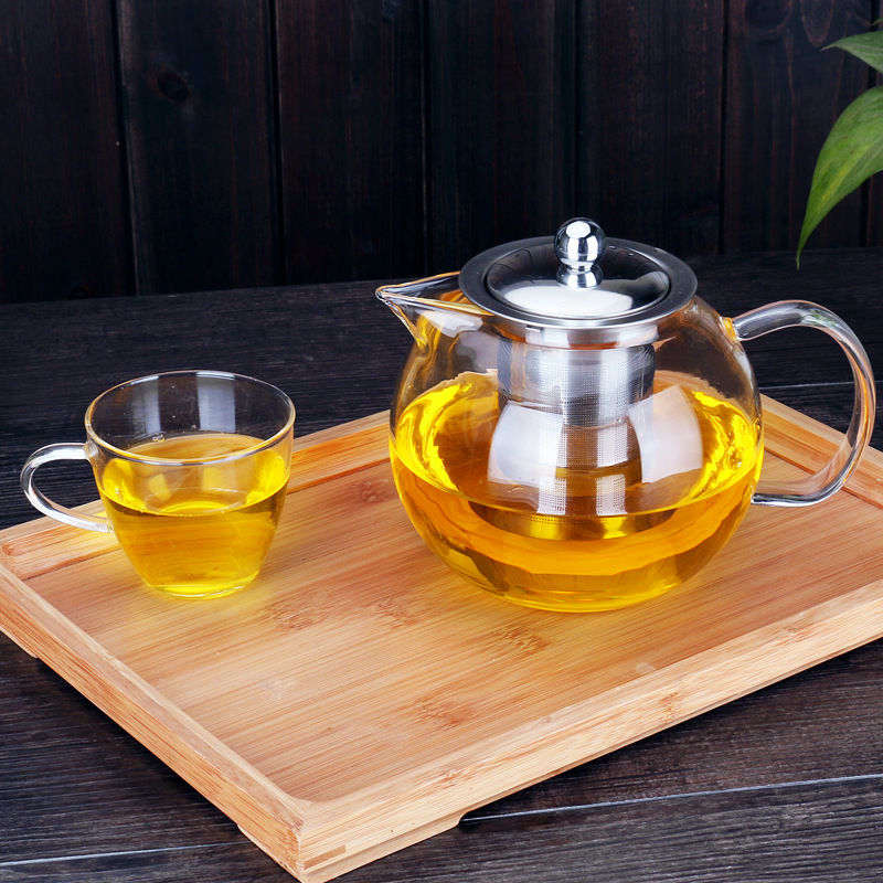 High borosilicate glass teapot, stainless steel leaky inner liner, filter flower teapot, transparent glass boiling teapot, steel leaky teapot details Picture