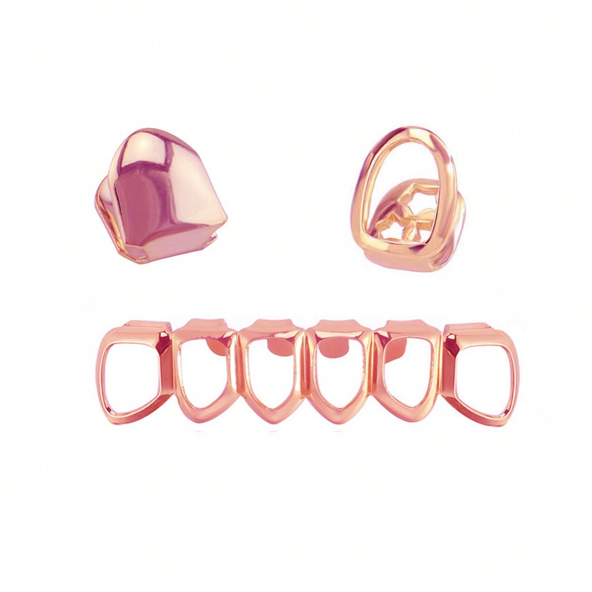 Cross-border best-selling six-hollowed-out flat teeth hip-hop braces, hip-hop teeth three-piece set, stage prop braces Application Scenario