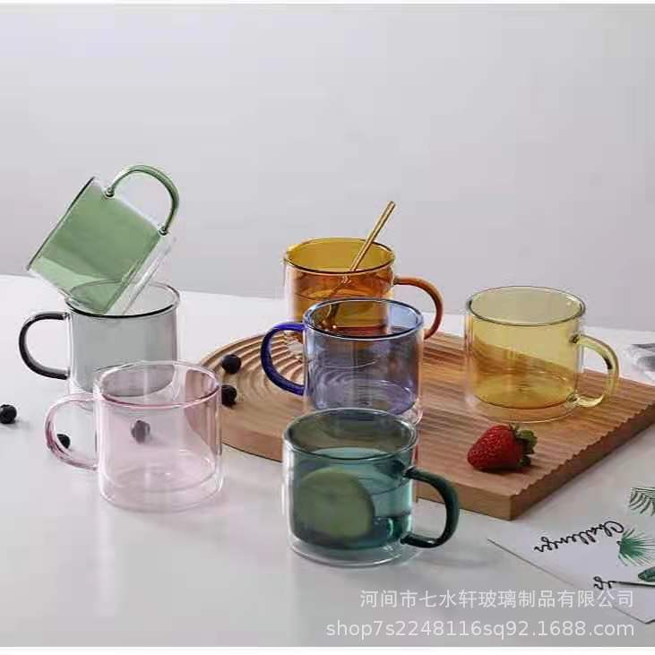 Double-layered glass cups, colored double-layered cups, heat-insulating and not hot to the touch, milk cups, breakfast cups, water cups, children's milk cups Application Scenario