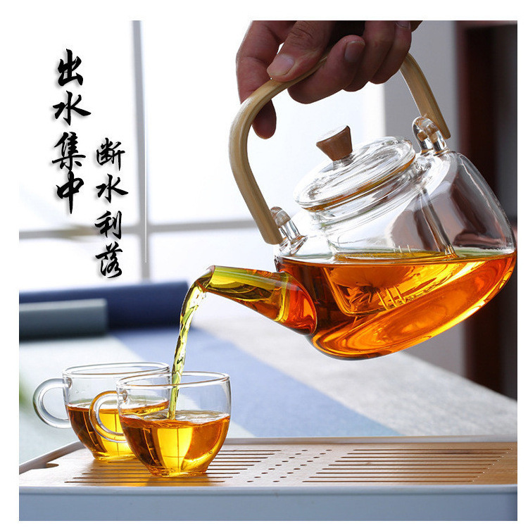 The manufacturer customizes high-appearance-level bambus-handled teapots for home use, tea and water separation, and heat-resistant and explosion-proof boiling teapots for guests Specification drawing