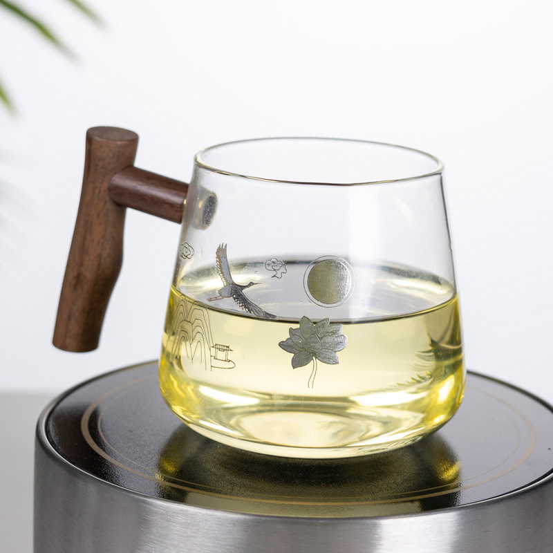 Tea-making cup, men's tea-water separation cup, high borosilicate high-temperature resistant tea cup, personal high-end Chinese mountain-viewing glass cup details Picture