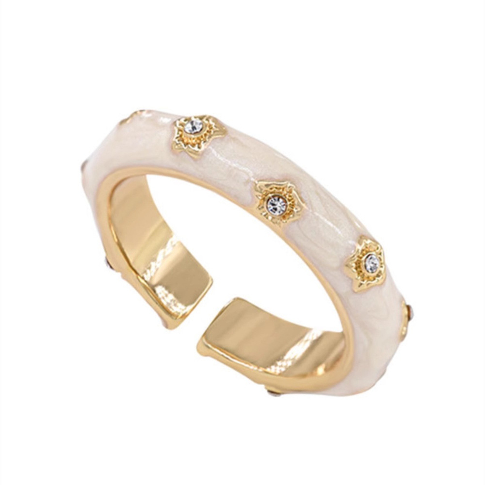High-end enamel drop glaze pearl ring, a niche design for women, versatile on Instagram index finger ring, elegant and fashionable ring trend Item Picture