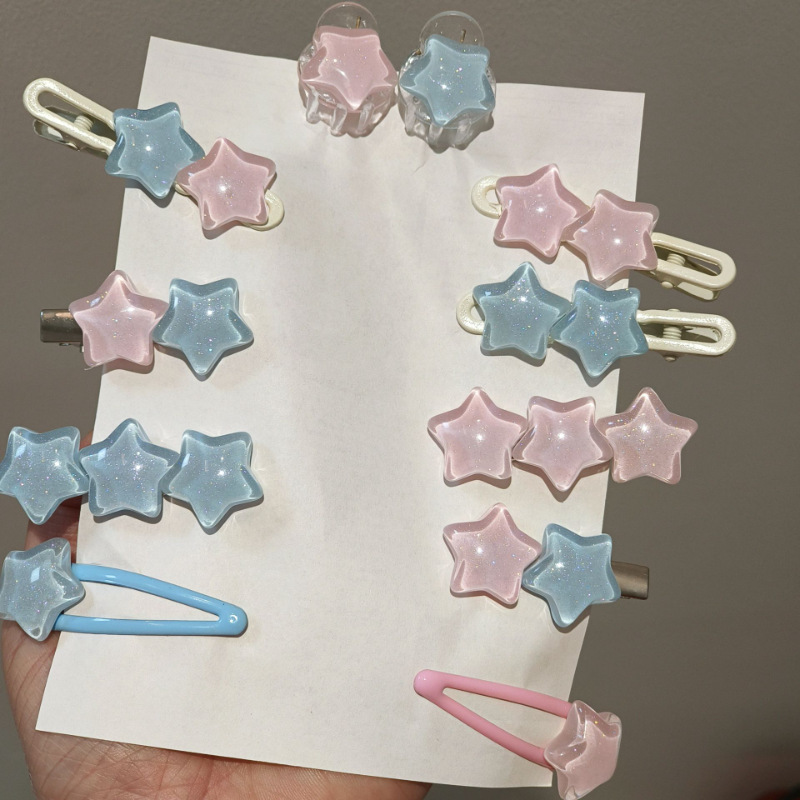 Jelly-colored ins-style sparkling star hair clips and hair accessories, girl bangs side clips, student hair clips and headwear full figure