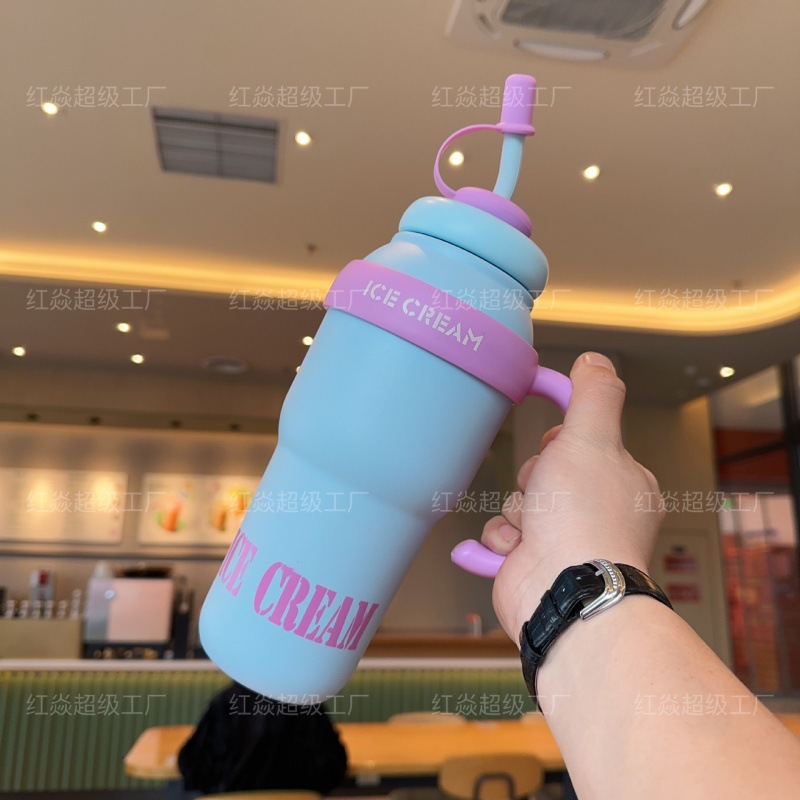 2024 New model for boys and girls, high appearance level insulated cups, children's hand-held sports water bottles, simple and cute with straw cups Specification drawing