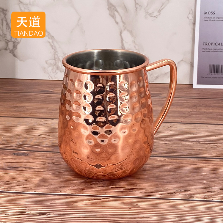 Cross-border best-selling 600ml stainless steel copper cup, Moscow Mule cup, creative cocktail beer mug full figure