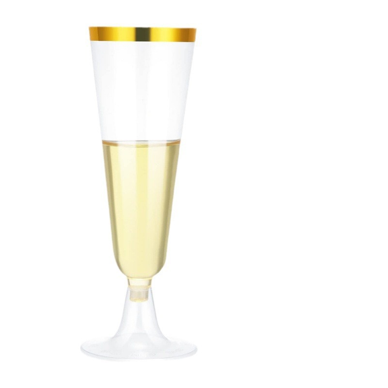 Cross-border factory wholesale 150ML disposable champagne glasses, suitable for birthday, wedding and party glasses, gold-rimmed champagne glasses Item Picture