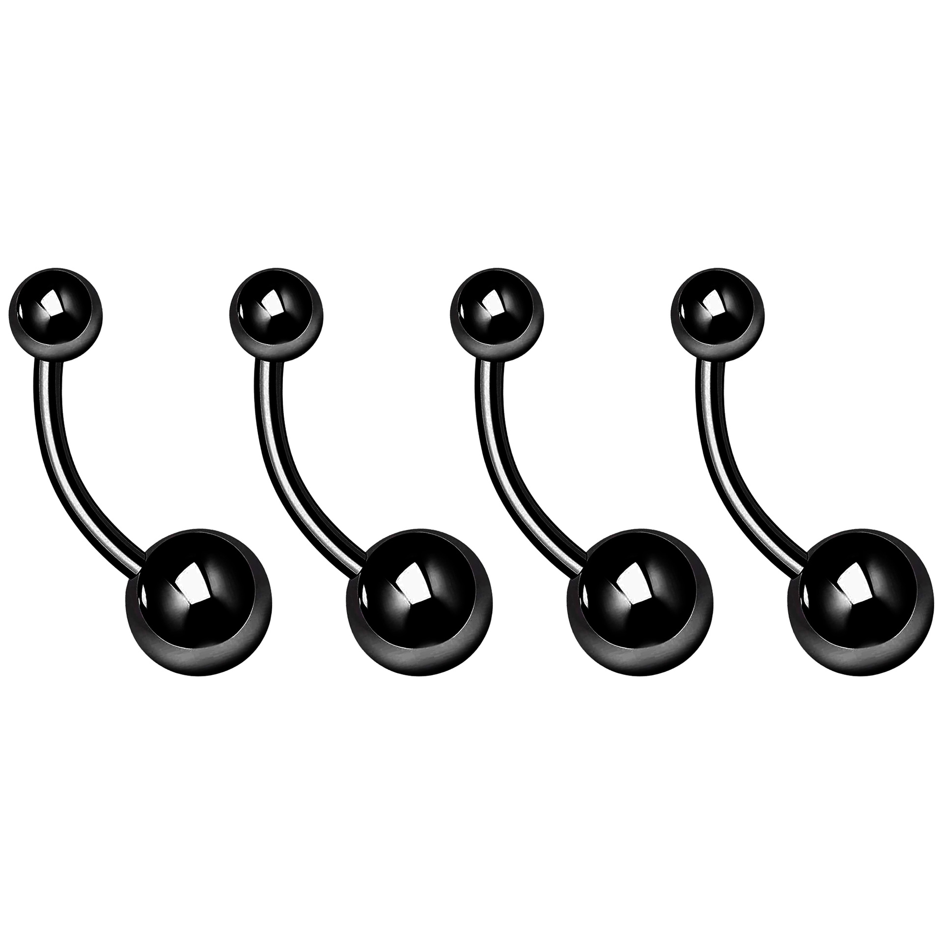 Stainless steel water diamond navel nail, simple curved rod, 14G double ball navel ring, Amazon cross-border e-commerce factory in stock details Picture