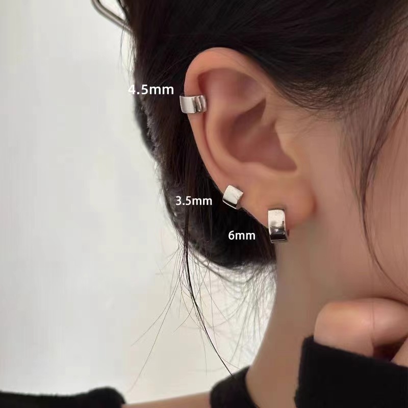 Plain ring earrings, women's ear bone stud, high-end feel, ear bone ring, ear ring, ear buckle, ear stud, men's trendy earrings, 2025 new style full figure