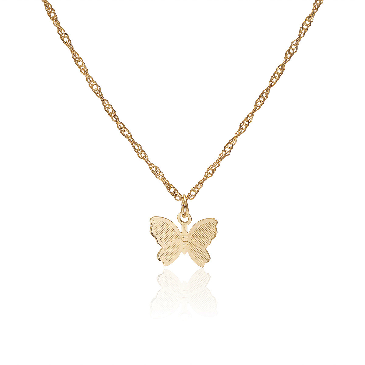 European and American cross-border jewelry, personalized geometric tassel pendant necklace, feminine charm, single-layer butterfly, fashionable and versatile necklace Specification drawing