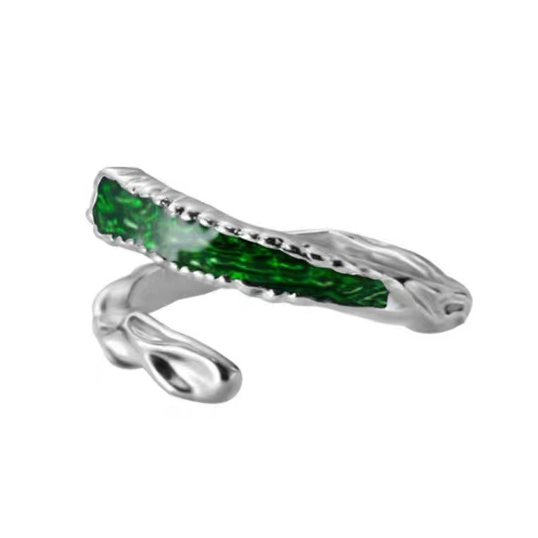 A niche design sense zircon Slytherin Snake House open ring for women on Instagram, with a cold and unique style, trendy and cool food ring Item Picture
